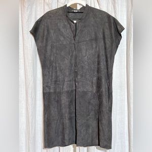 Vince suede zip neck short shirt mini dress